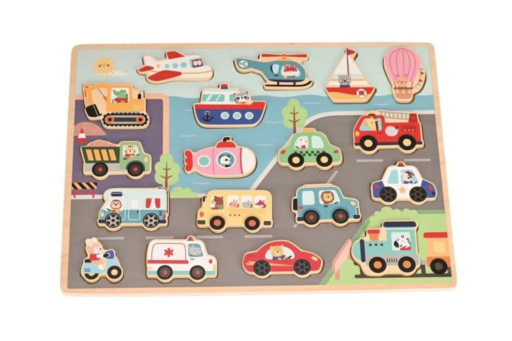 Lelin Dřevěné 3D puzzle Doprava, velké – Lelin