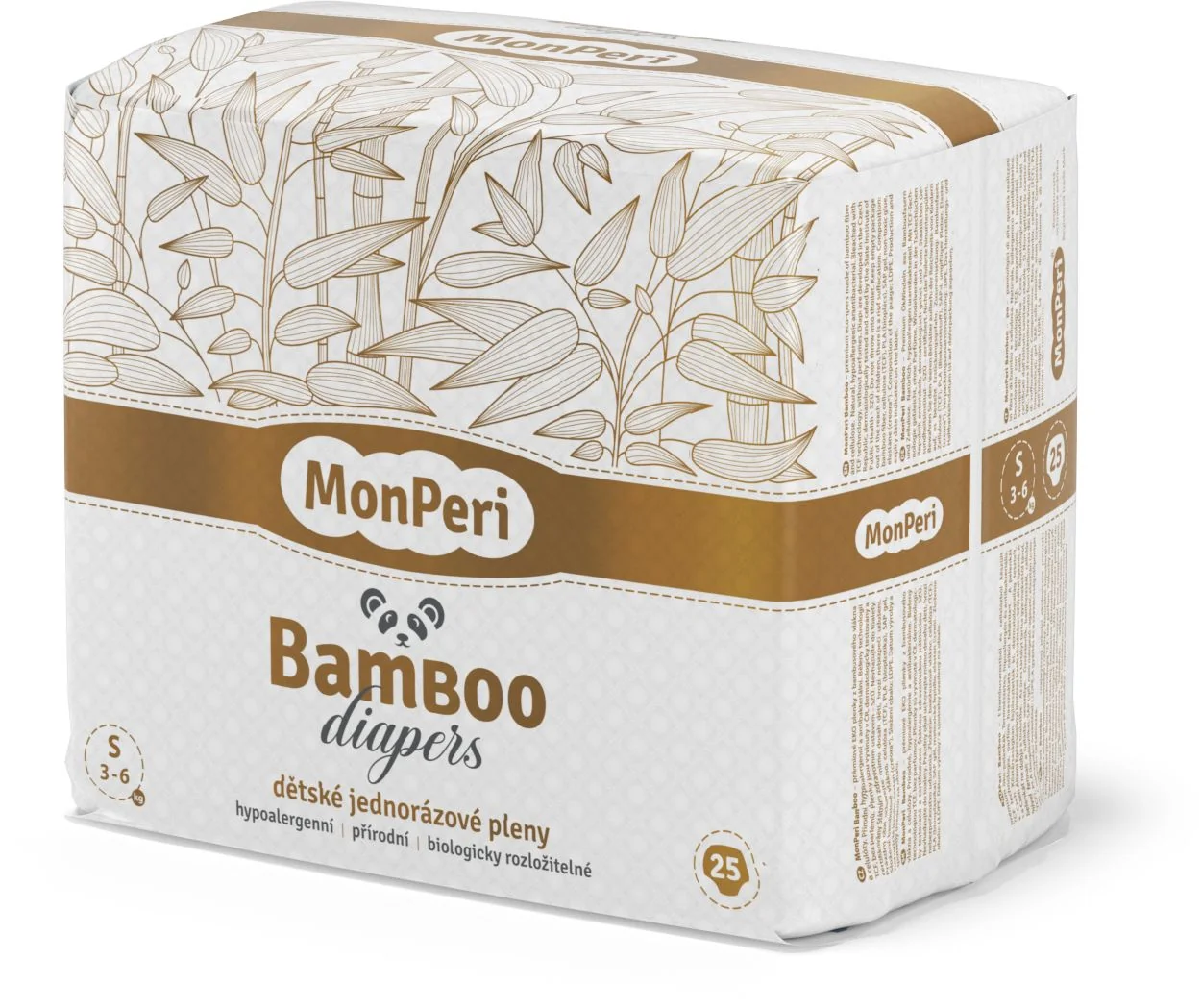 MonPeri Bamboo S 3-6 kg dětské plenky 25 ks