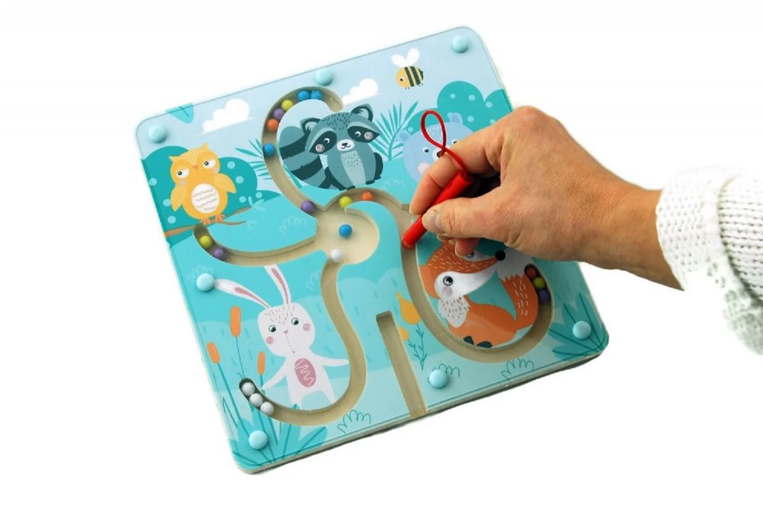 Adam Toys Magnetický labyrint Lesní zvířátka, mátový