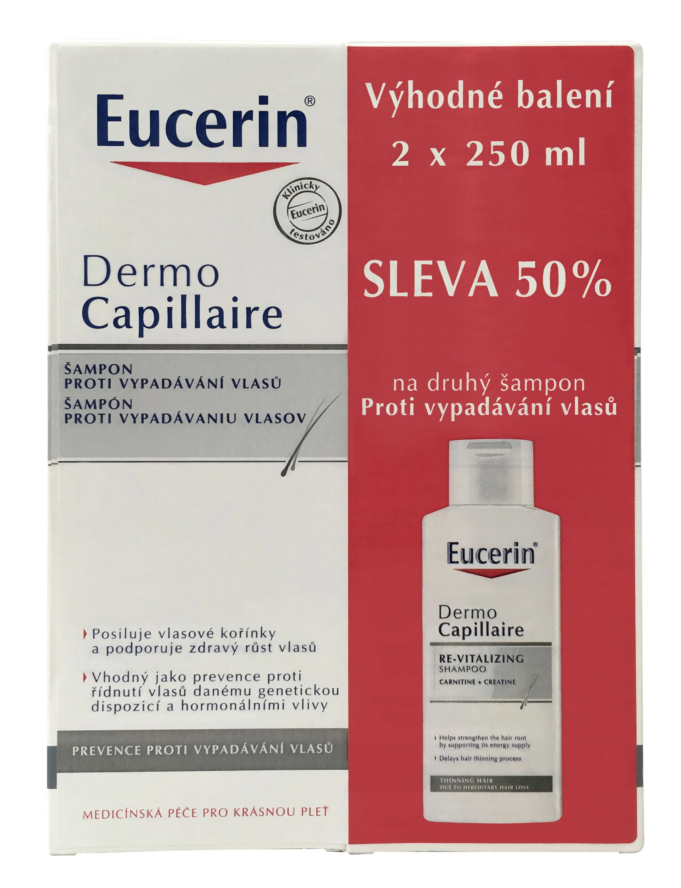 EUCERIN DermoCapillaire Šampón proti vypadávání vlasů 2x250ml