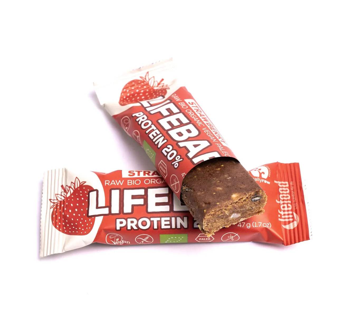 LifeFood Lifebar Protein tyčinka Strawberry BIO 47 g