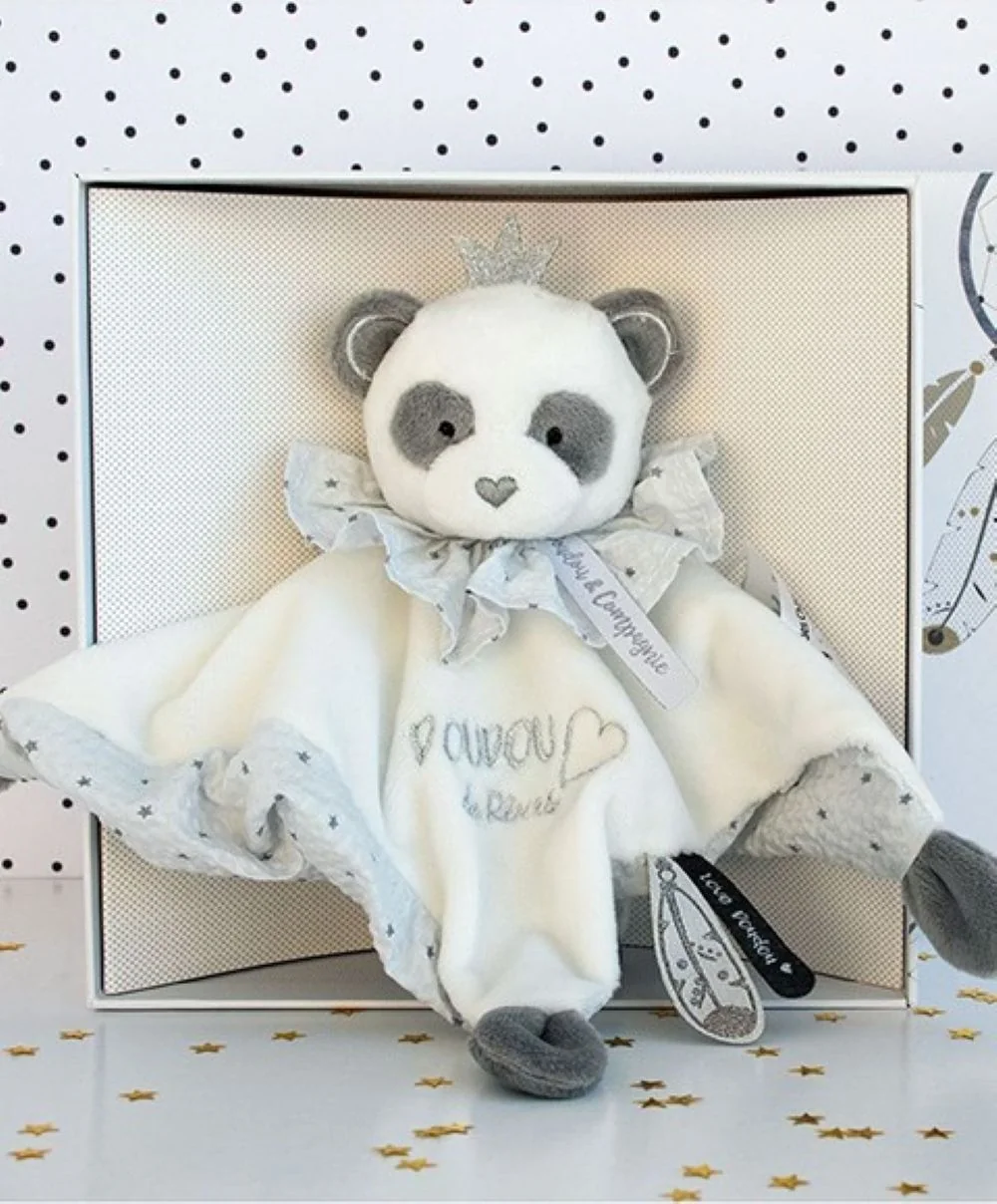 Doudou et Compagnie Paris Dárková sada - plyšový muchláček panda 20 cm