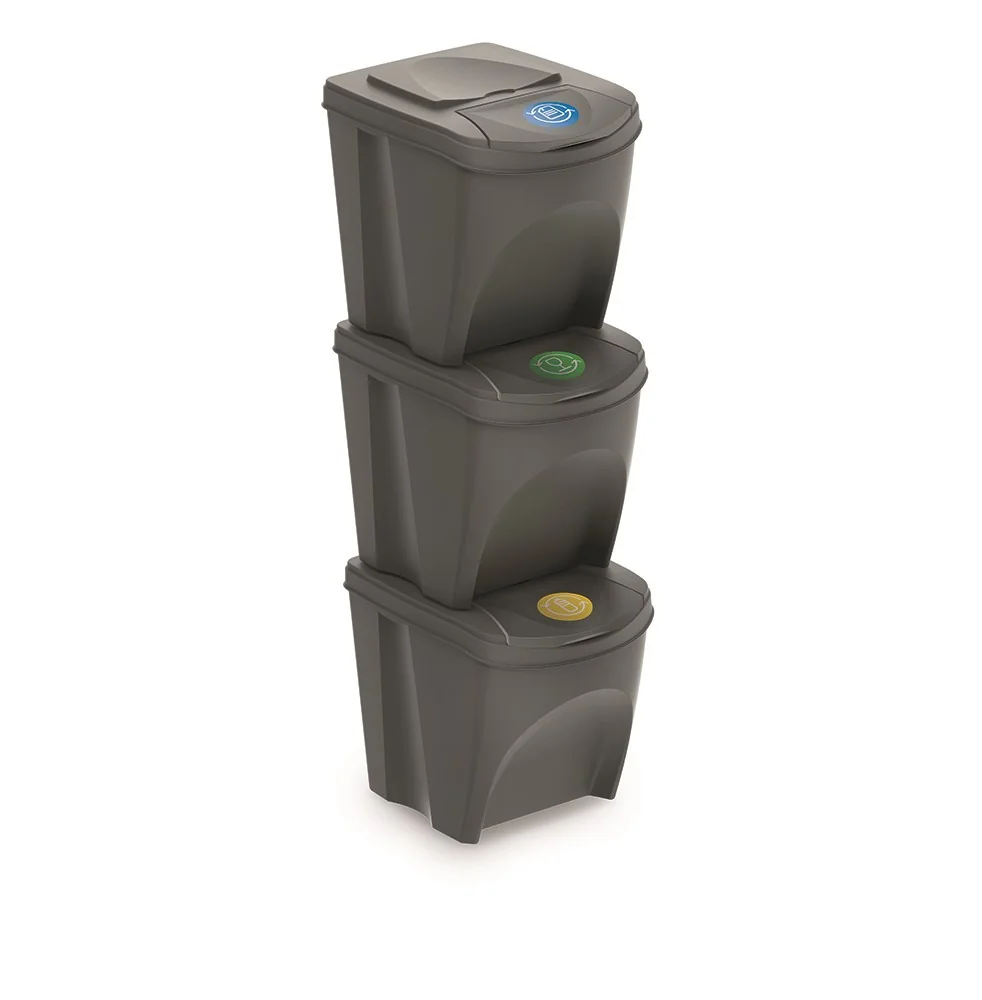 prosperplast Odpadkový koš SORTIBOX 3 x 25 l šedý