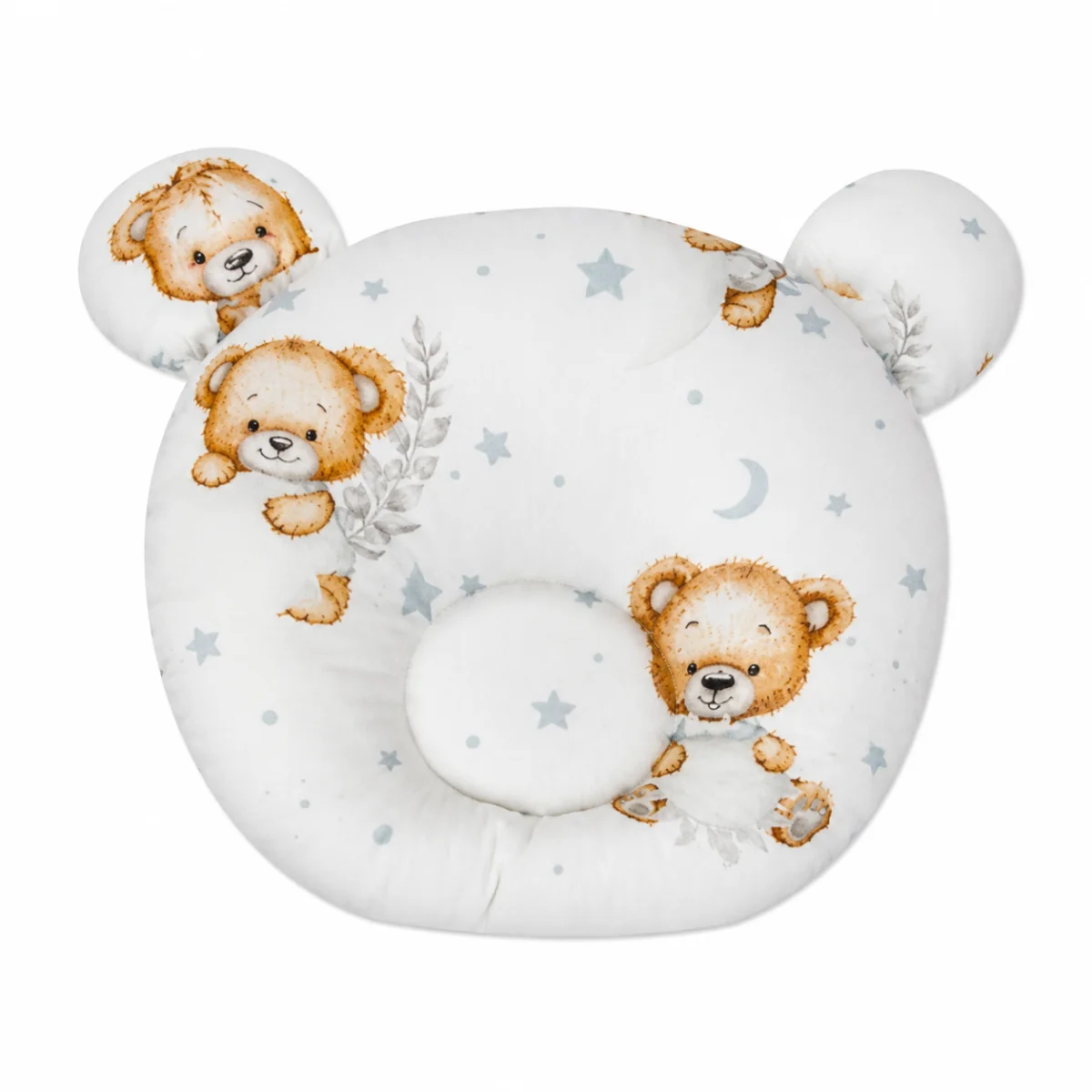 Baby Nellys Bavlněný tvarovaný polštářek Sleepy Teddy, bílý