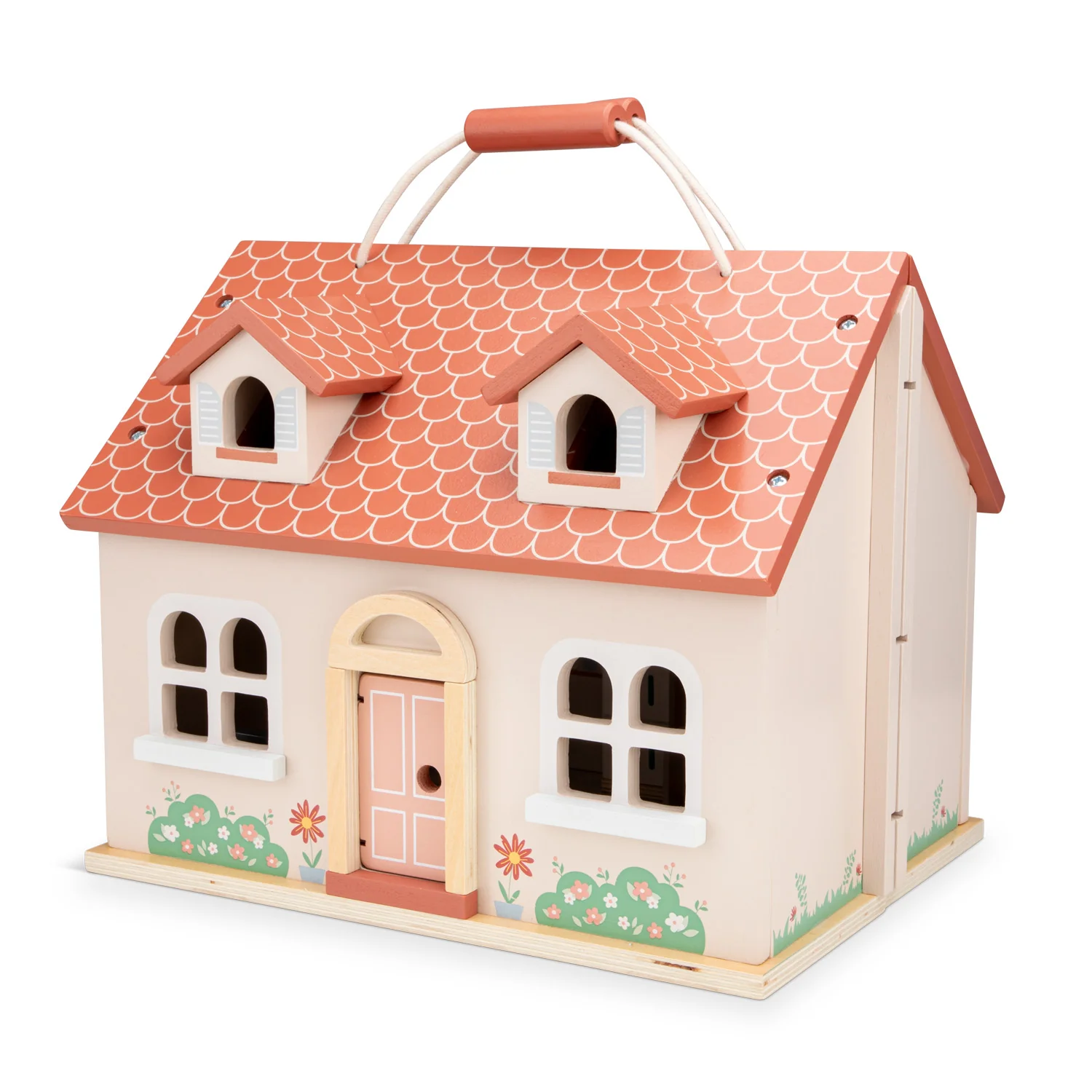 New Classic Toys Rozkládací dřevěný dům pro panenky s nábytkem