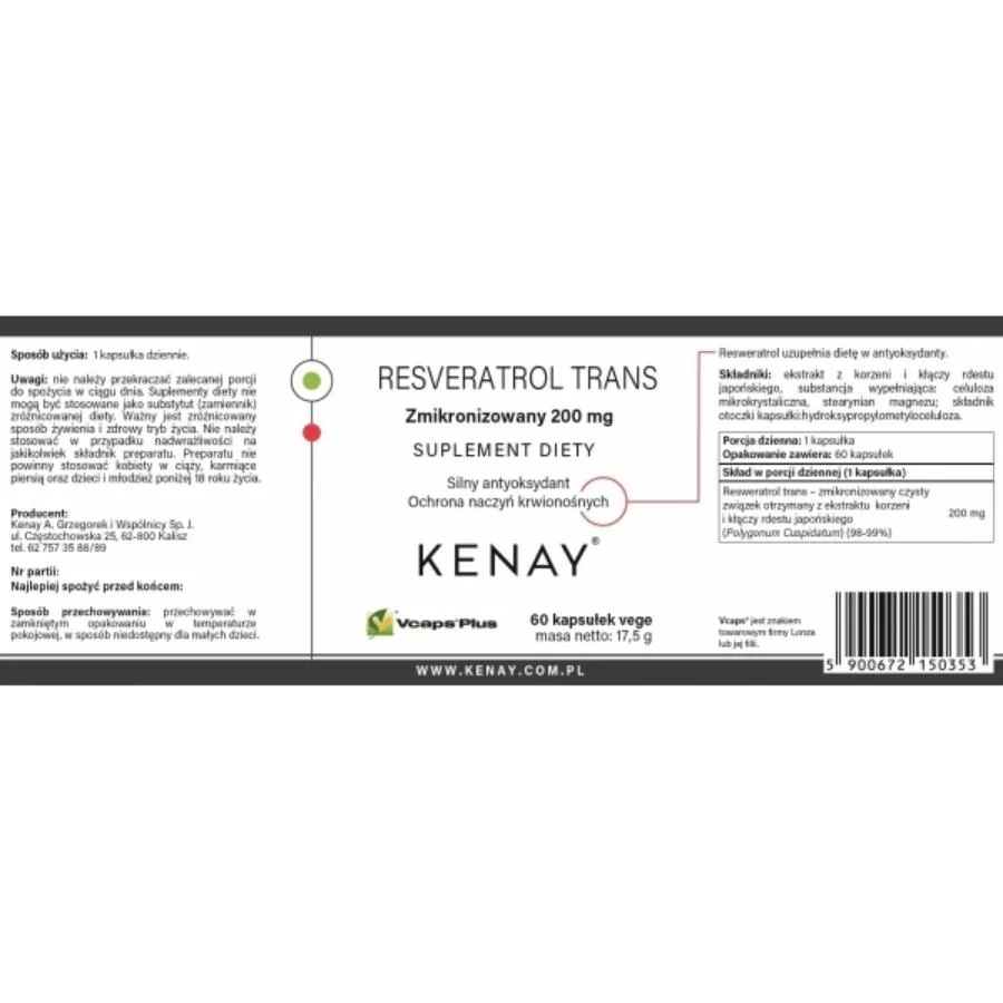 Kenay Trans resveratrol mikronizovaný 200 mg 60 kapslí