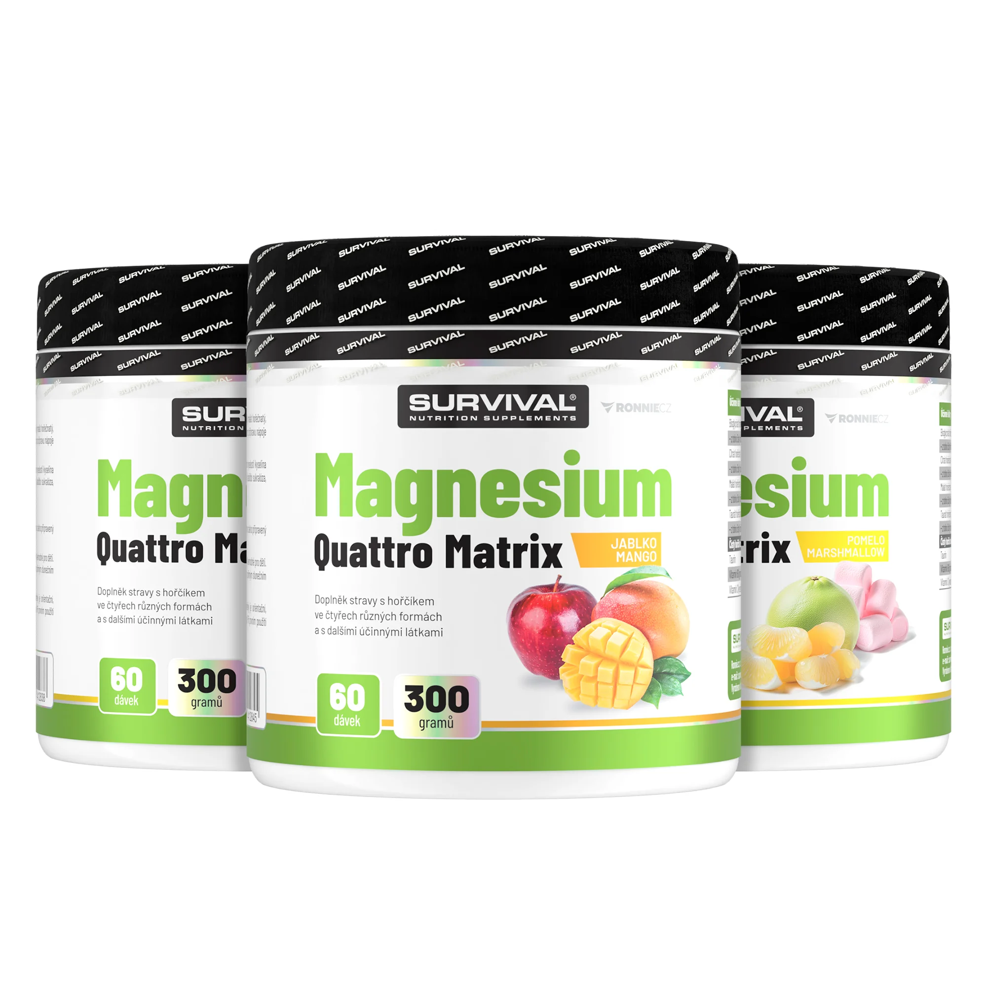 Survival Magnesium Quattro Matrix 300 g 2+1 2xjablko + 1xpomelo&marsh