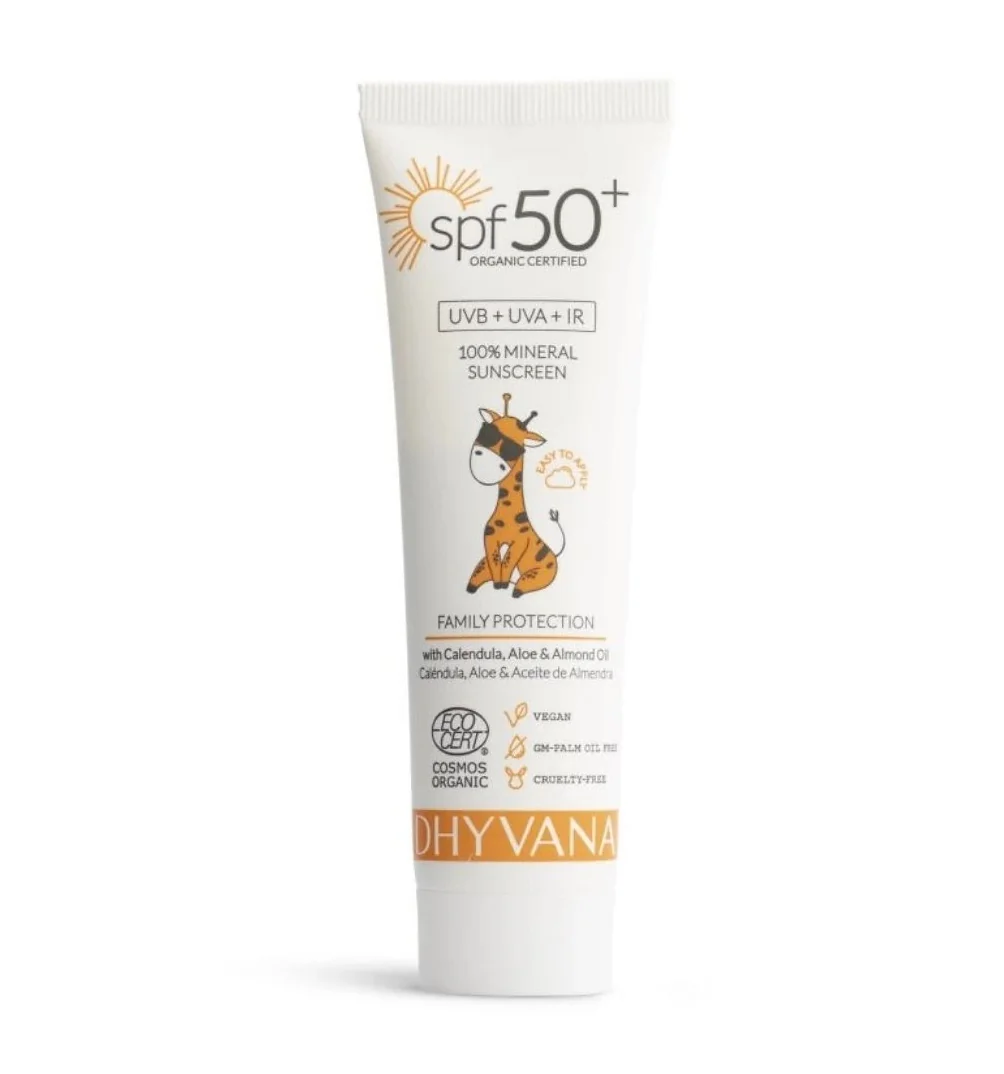 Dhyvana Přírodní minerální opalovací krém pro děti SPF50 50 ml