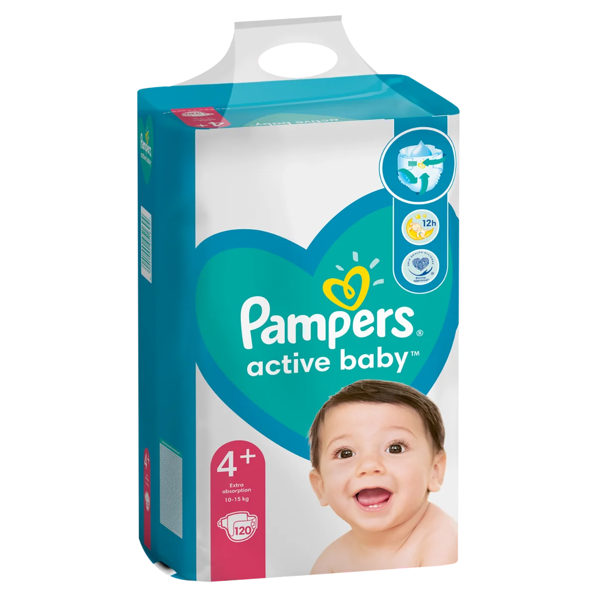 Pampers Active Baby vel. 4+ 10–15 ks dětské pleny 120 ks