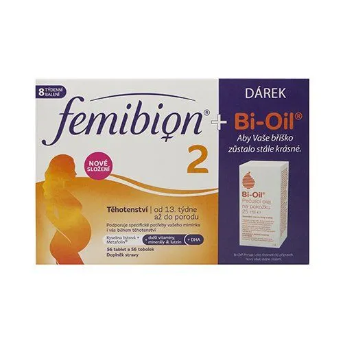 Femibion 2 Těhotenství dvojbalení 56 tablet + 56 tobolek + Bi-Oil 25 ml