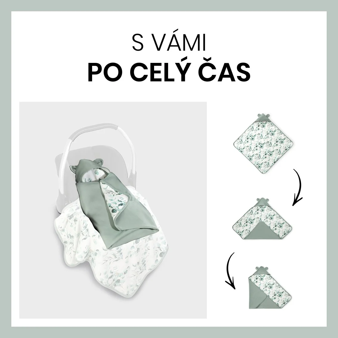 Hauck Zavinovací deka do autosedačky a kočárku Snuggle Leaves Mint