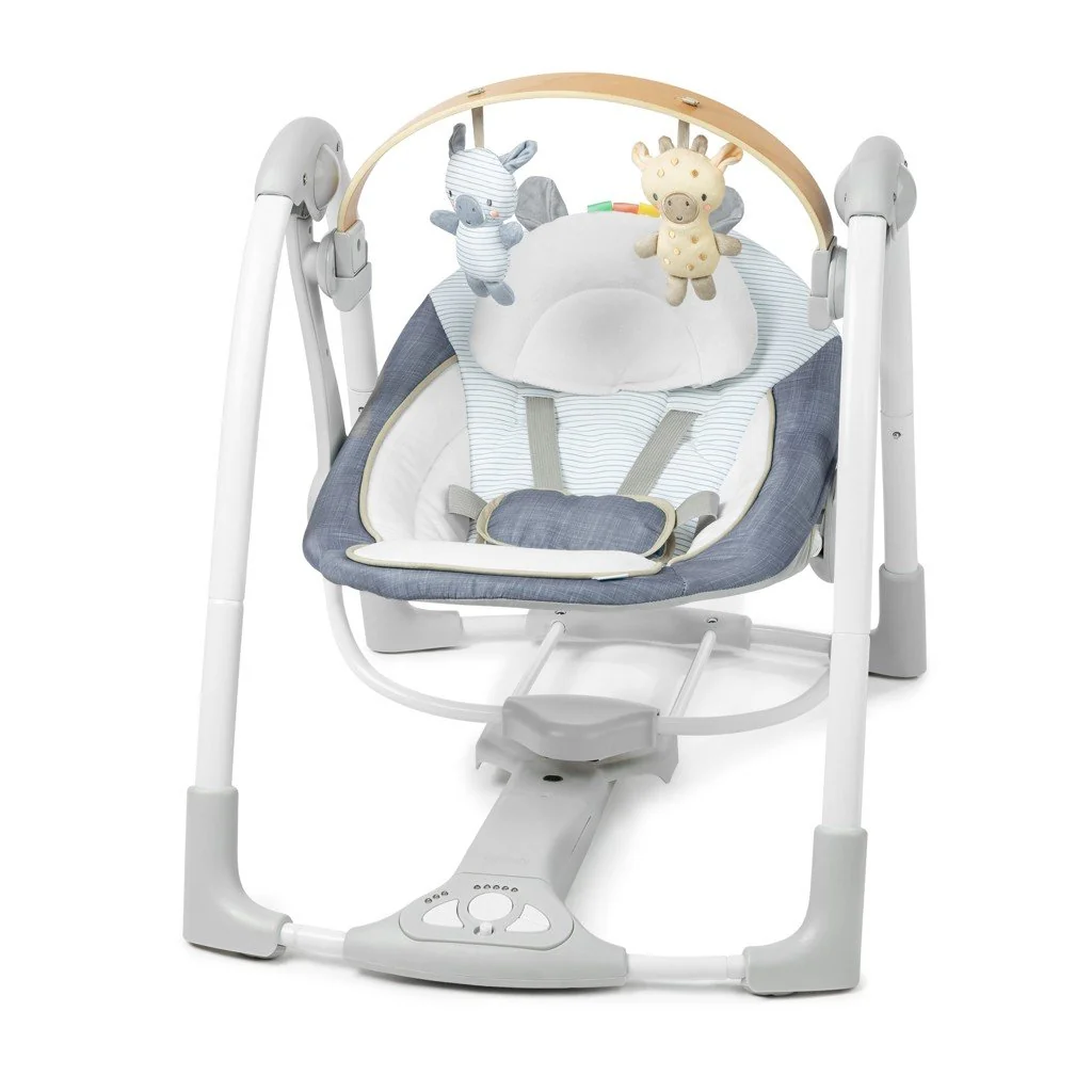 Ingenuity Houpačka konvertibilní s melodií Swing'n Go Chambray 0m+ do 9kg 