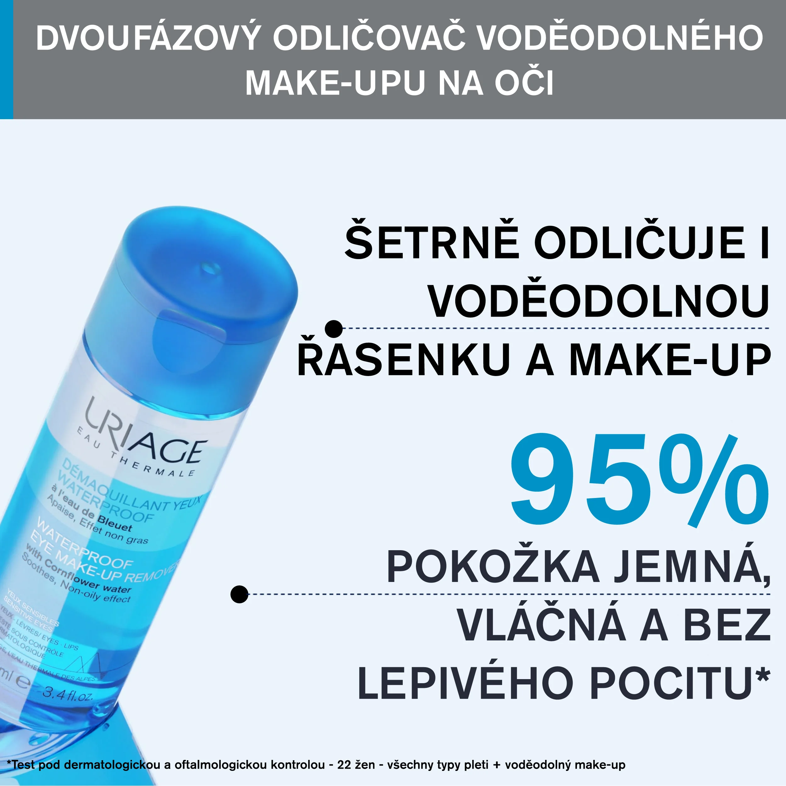 Uriage Dvoufázový odličovač voděodolného make-upu na oči 100 ml