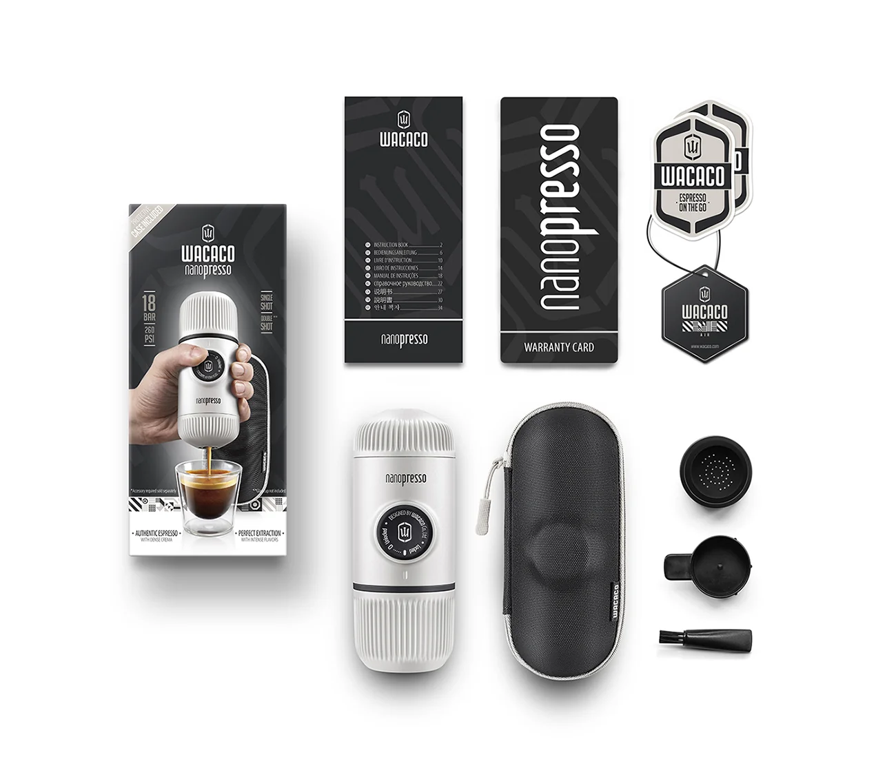 Wacaco Nanopresso - Chill White + pevný obal Kávovar
