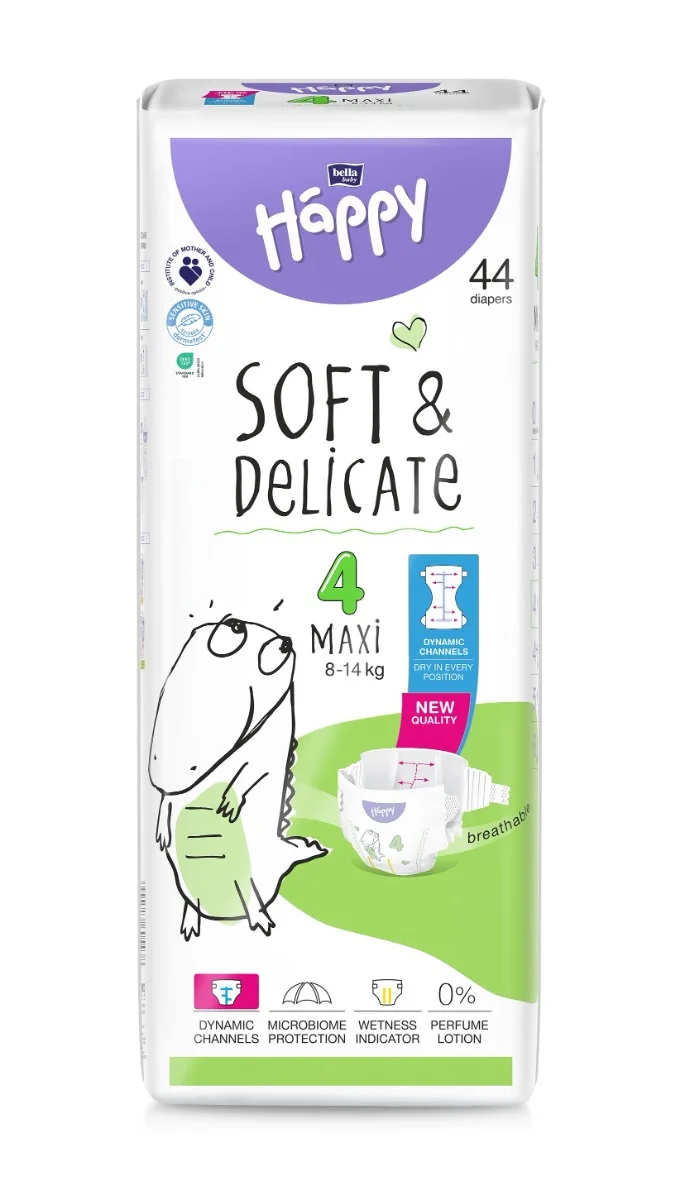 Bella Baby Happy Soft&Delicate 4 Maxi 8–14 kg dětské pleny 44 ks