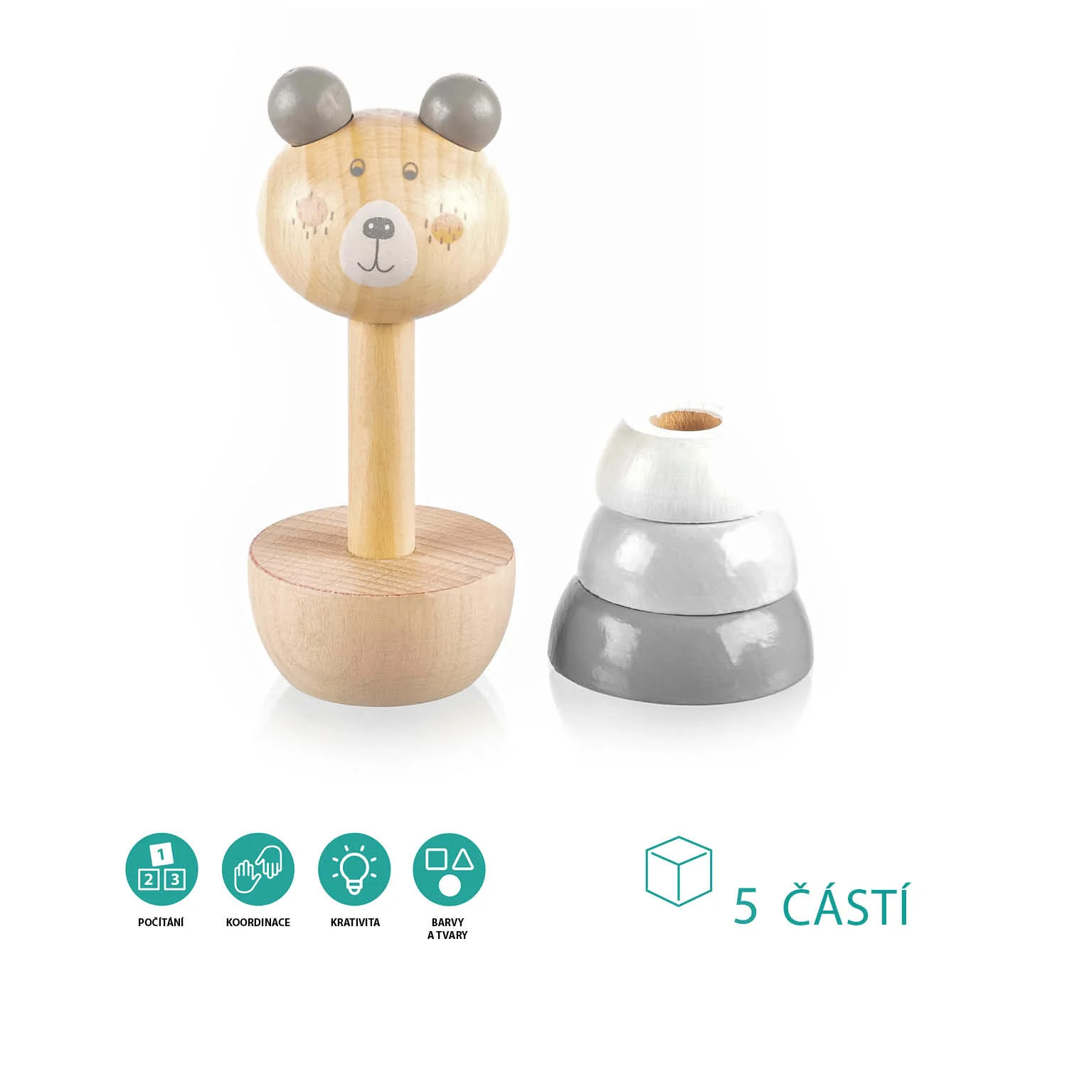 Zopa Dřevěné nasazovací zvířátko, Bear 2
