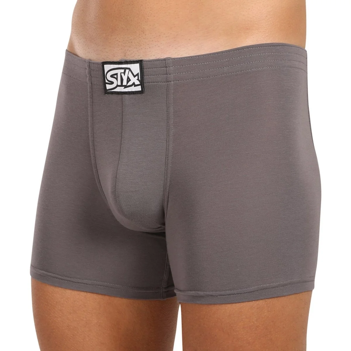 Styx Pánské boxerky long klasická guma tmavě šedé (F1063) M