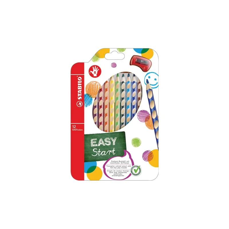 STABILO Ergonomické pastelky pro praváky - EASYcolors - 332/12 -\n 12 ks s ořezávátkem