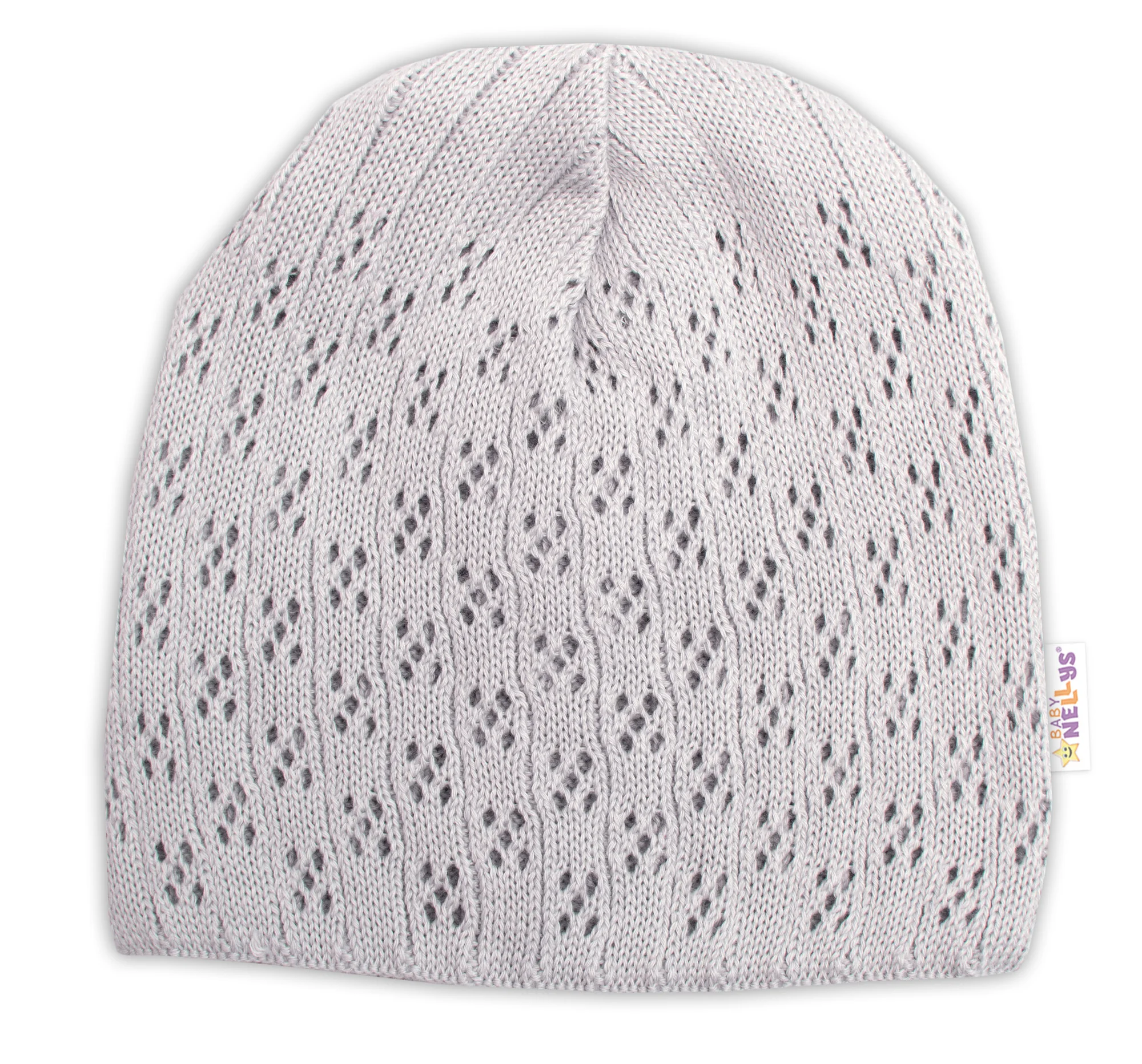 Baby Nellys Ažurková čepice, dvouvrstvá, bavlna, šedá, vel. 104/110