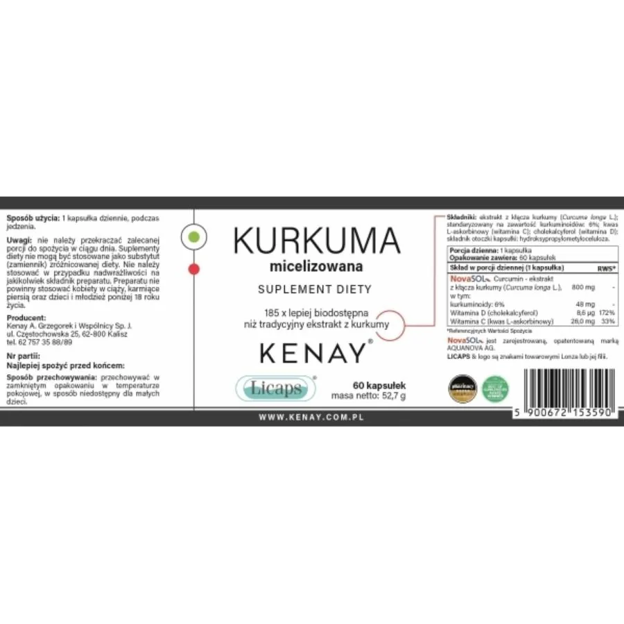 Kenay Kurkuma micelizovaná NovaSol Licaps 60 kapslí