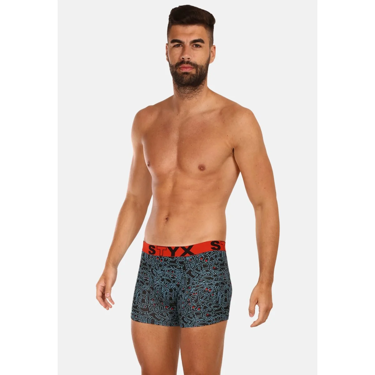 Styx Pánské boxerky long art sportovní guma doodle (U1256) XL