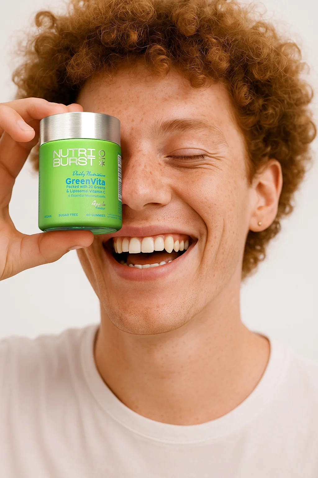 Nutriburst GreenVita gummies s vitamíny C, D3, zinkem a superpotravinami 60 ks jablko