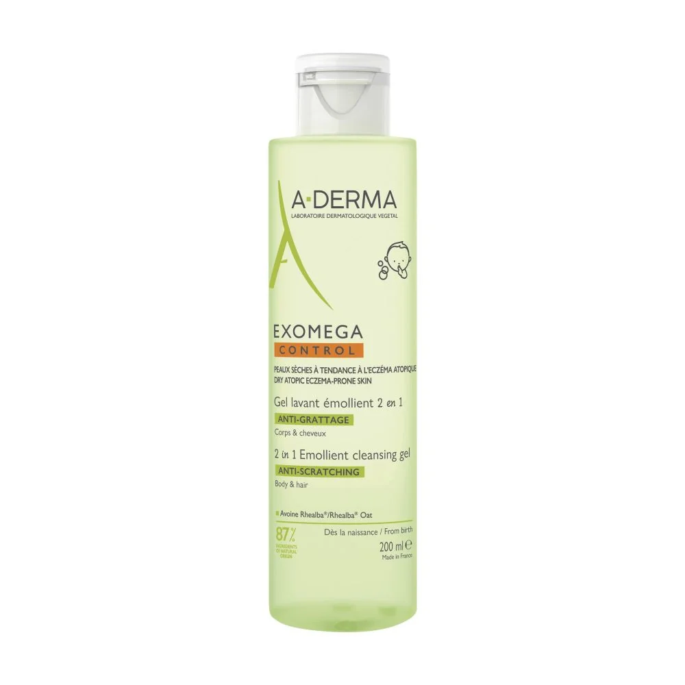 A-Derma Exomega Control zvláčňující mycí gel pro suchou kůži se sklonem k atopii 2v1 200 ml