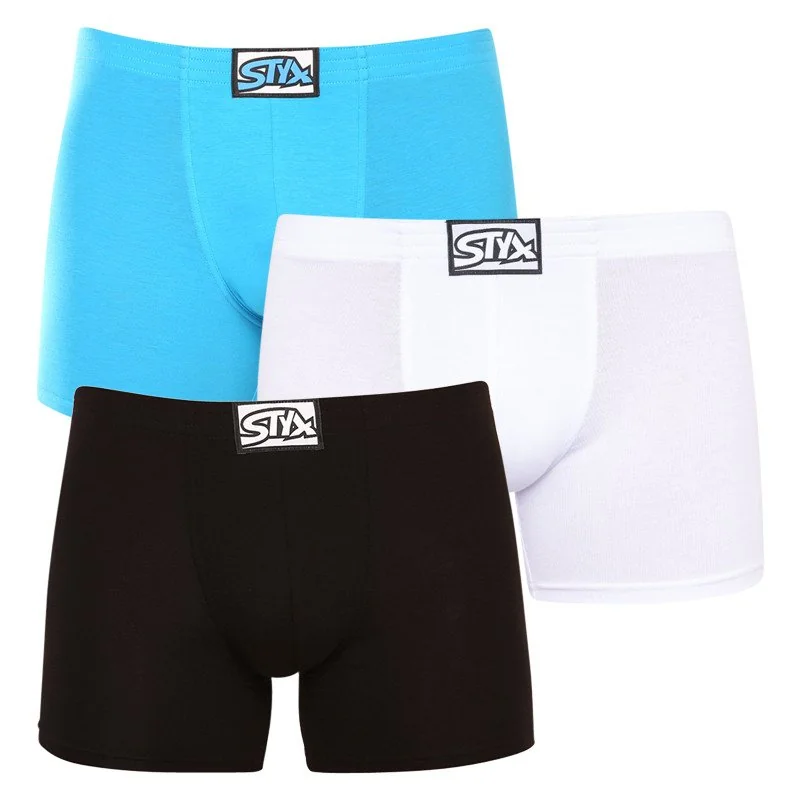 Styx 3PACK pánské boxerky long klasická guma vícebarevné (3F96019) XXL
