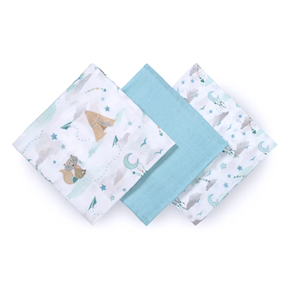 Babyono Pleny bambusové 70x70 cm 3 ks modré