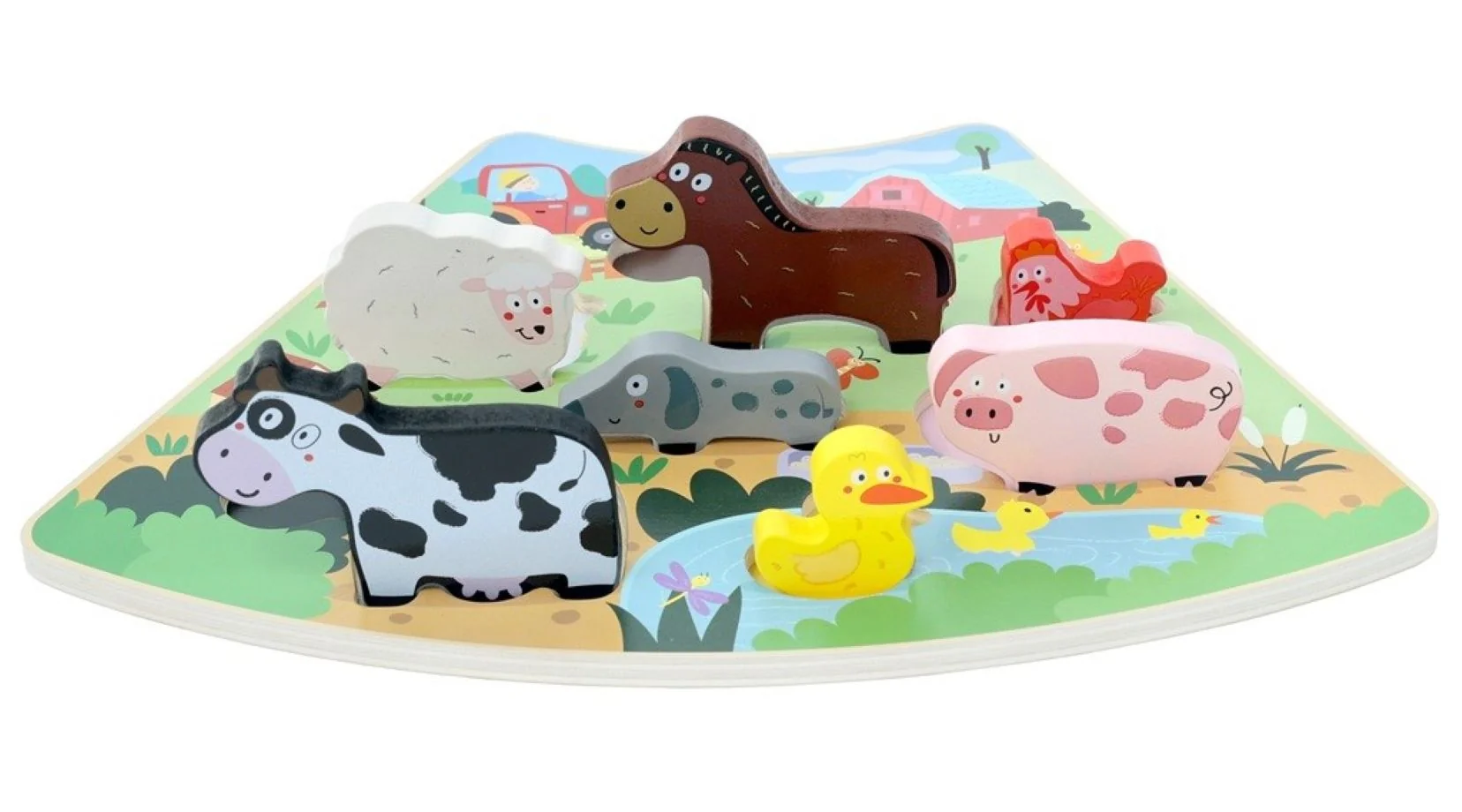 2Kids Toys Dřevěné puzzle Veselá farma propojitelné, 7 dílů