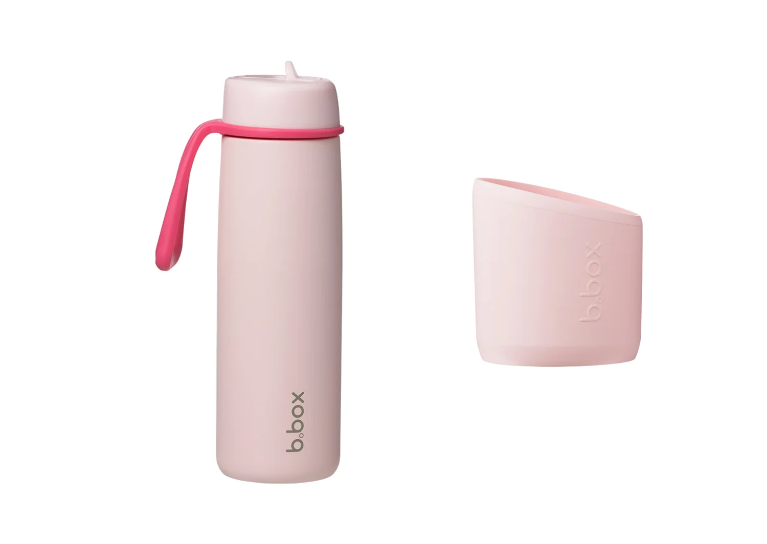 B.BOX Nerezová termolahev s brčkem 690 ml + Silikonový chránič - pink paradise