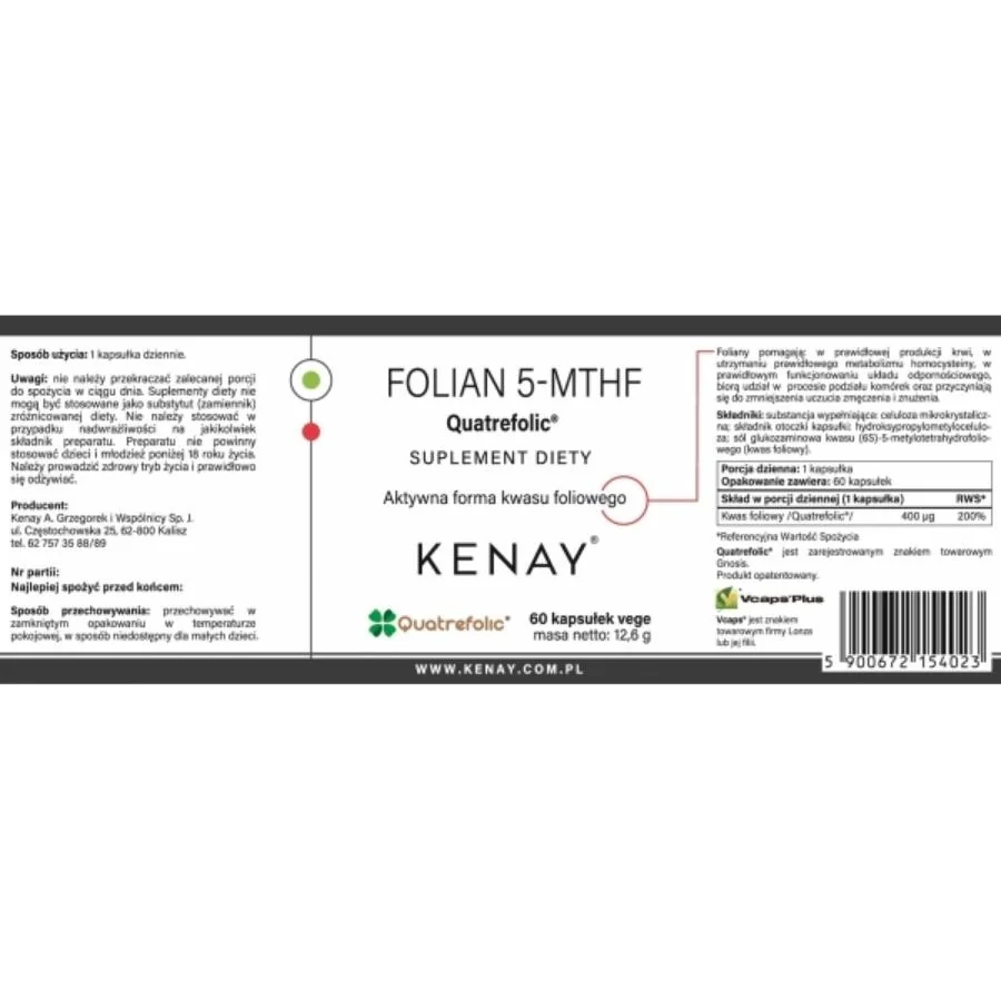 Kenay Folian 5MTHF Quatrefolic 60 kapslí