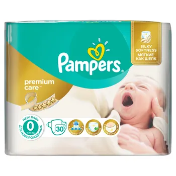 Pampers Premium Care vel. 0 Newborn 1-2,5 kg dětské pleny 30 ks
