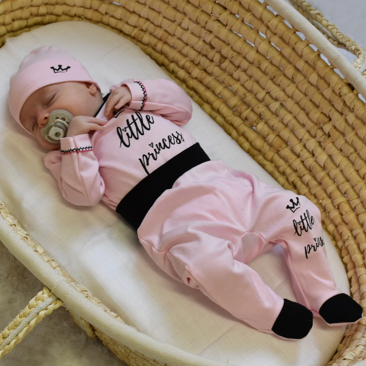 Baby Nellys 5-ti dílná soupravička do porodnice Little Princess - růžová, vel. 56