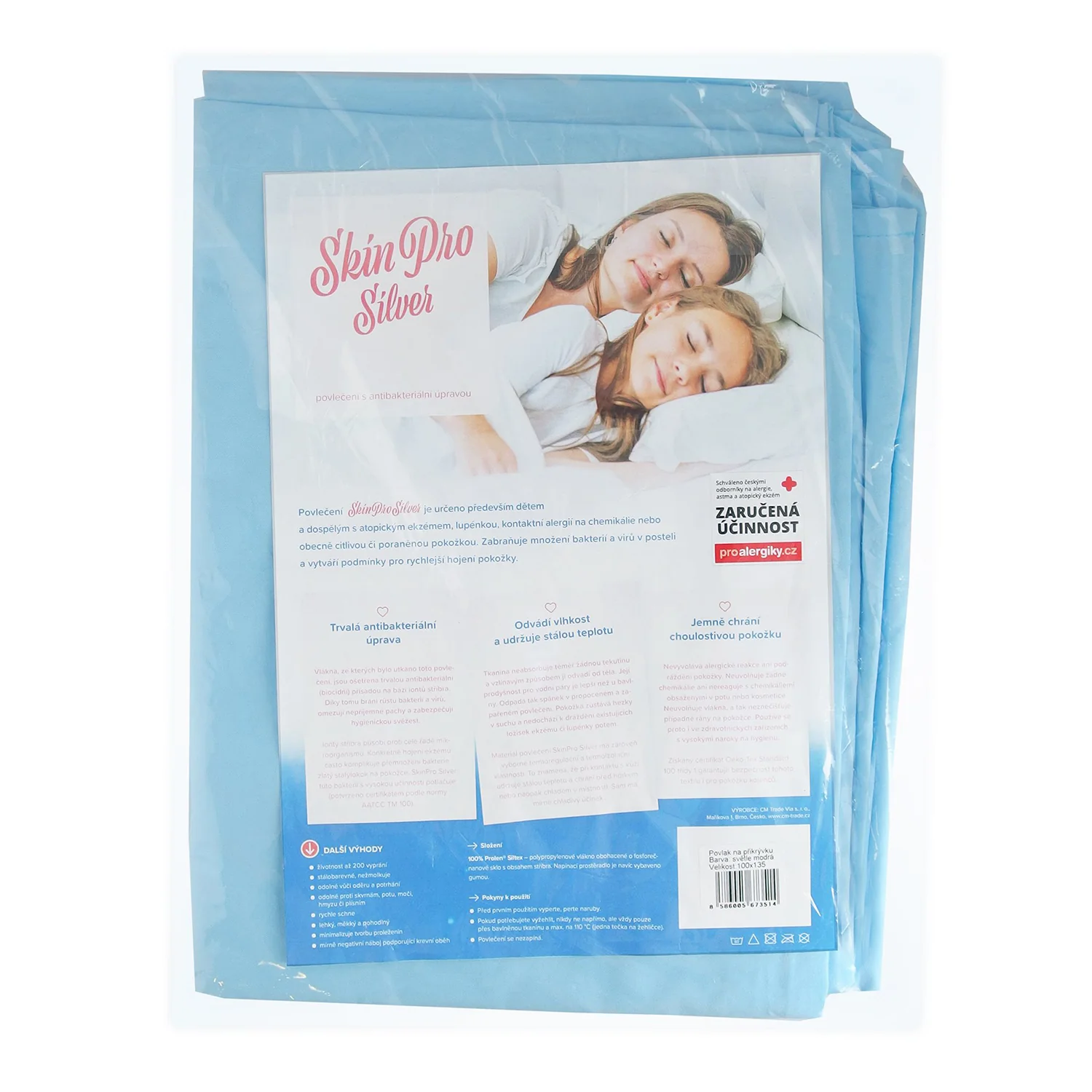 SkinPro Silver dětské prostěradlo s gumou 60 × 120 cm světle modrá
