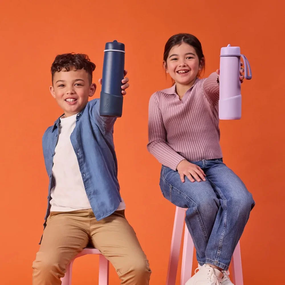 B.BOX Nerezová termolahev s brčkem 690 ml + Silikonový chránič - lilac love