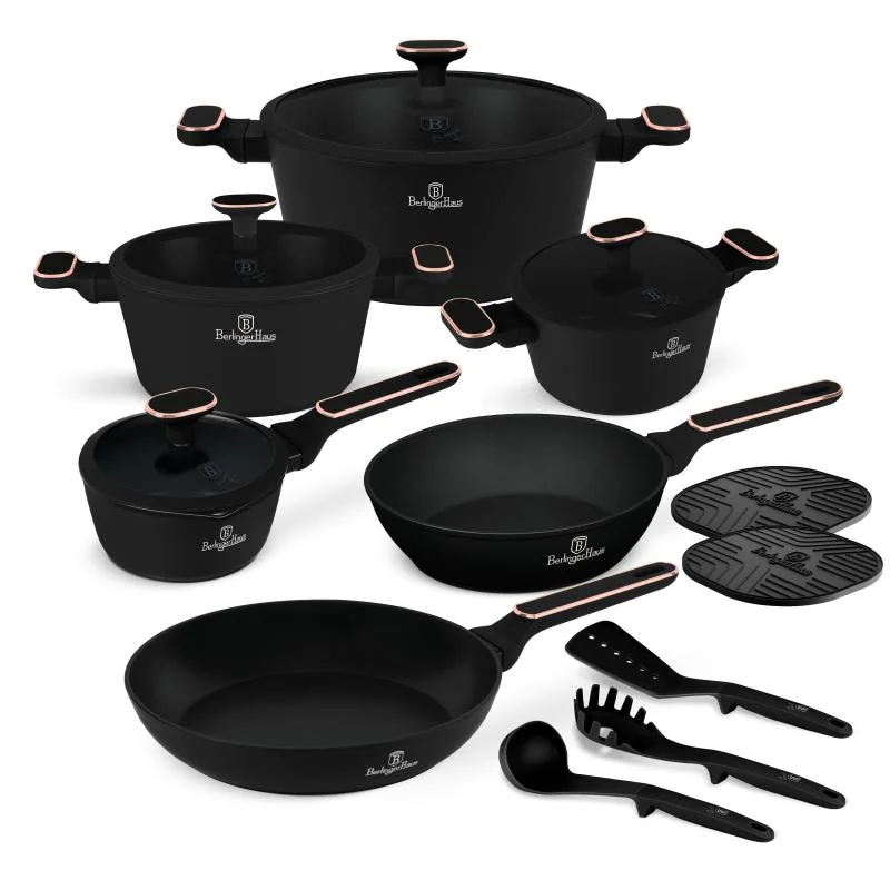 Berlingerhaus Sada nádobí s titanovým povrchem 15 ks Black Rose Collection