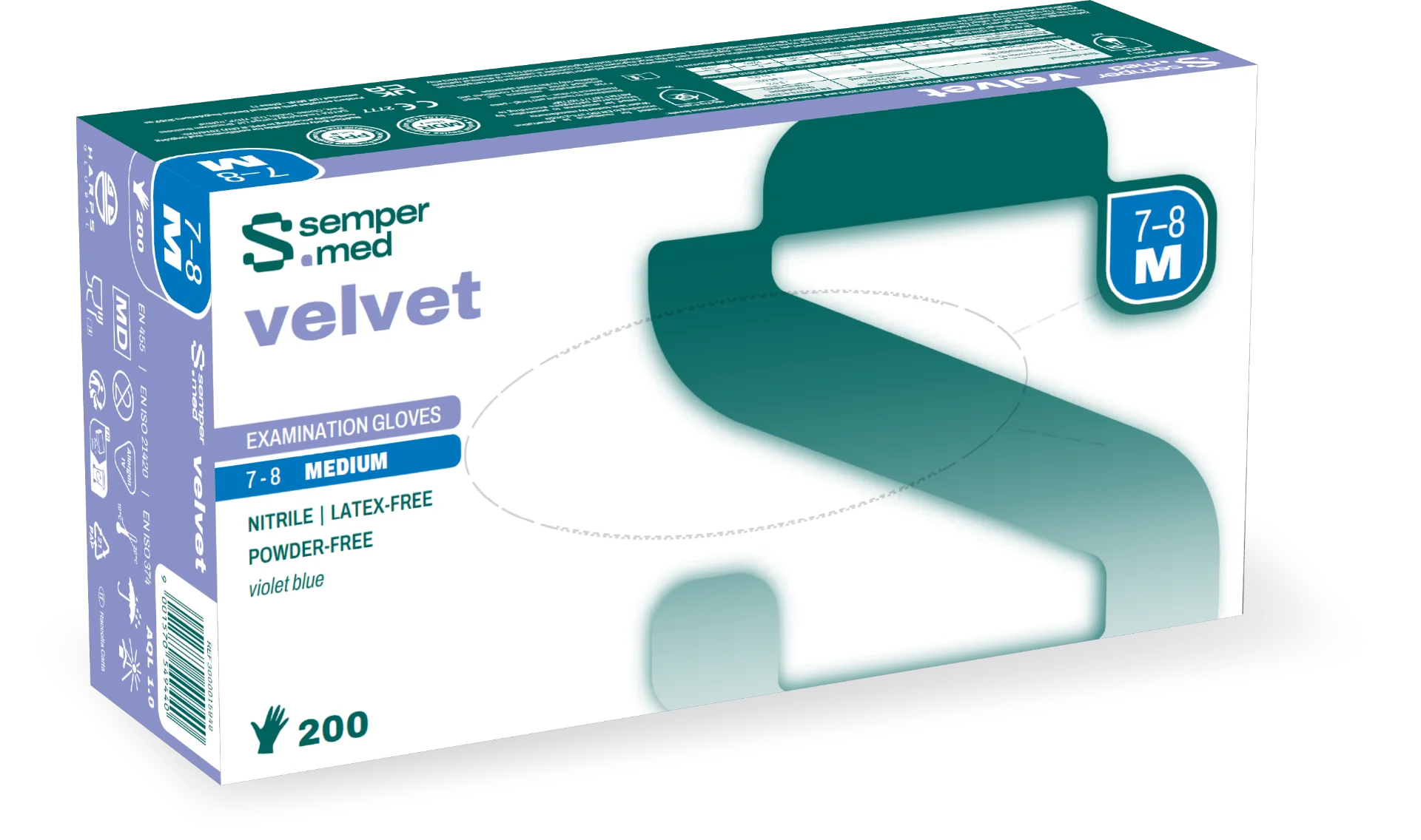 Sempermed Nitril Velvet Jednorázové rukavice vel. M 200 ks