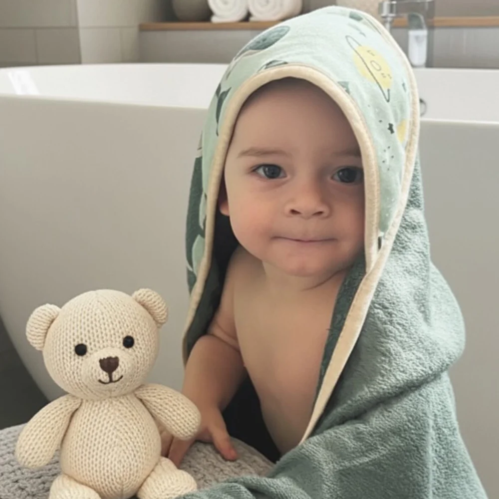 Petite&Mars Osuška bambusová s kapucí Loulou Whale Song 1 ks