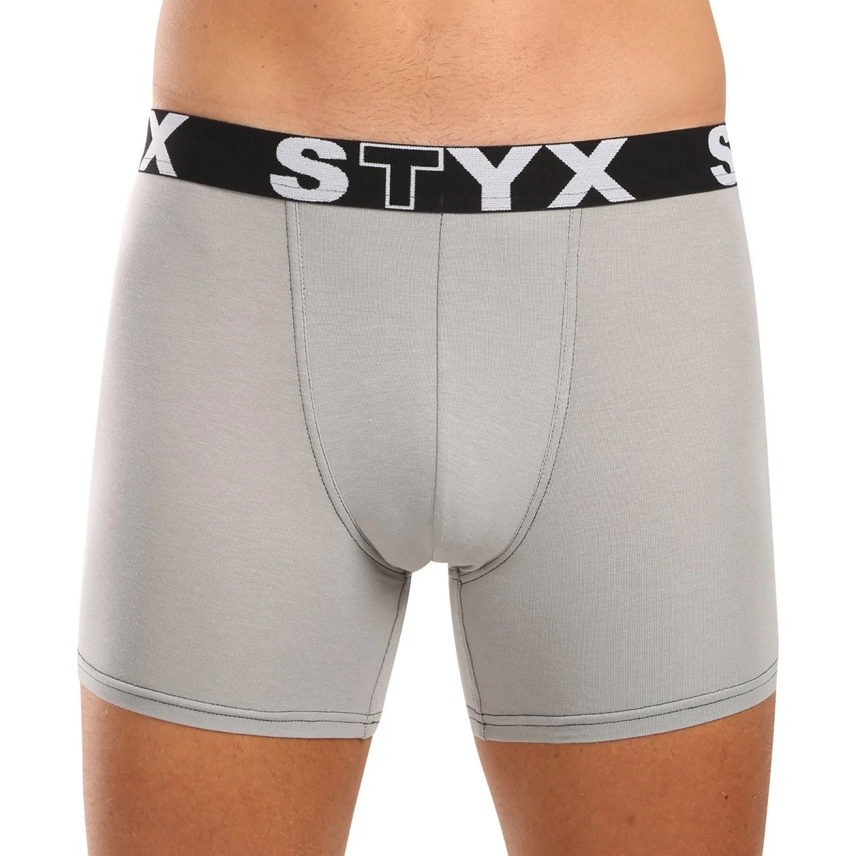 Styx Pánské boxerky long sportovní guma světle šedé (U1062) M 