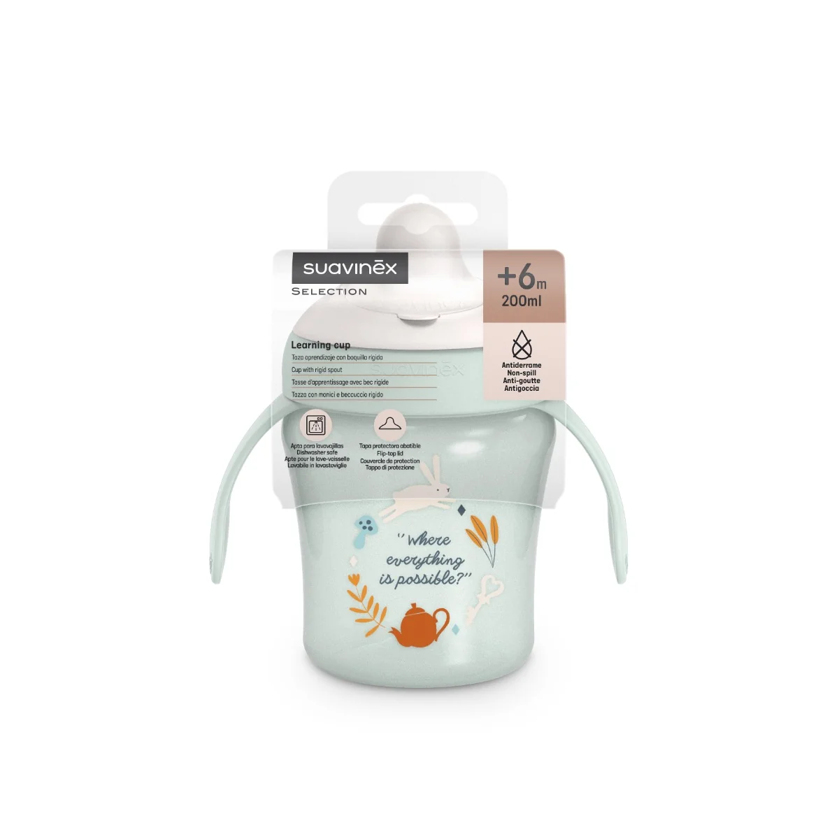 Suavinex Wonderland Nerozlitný hrníček 6m+ 200 ml 1 ks zelený
