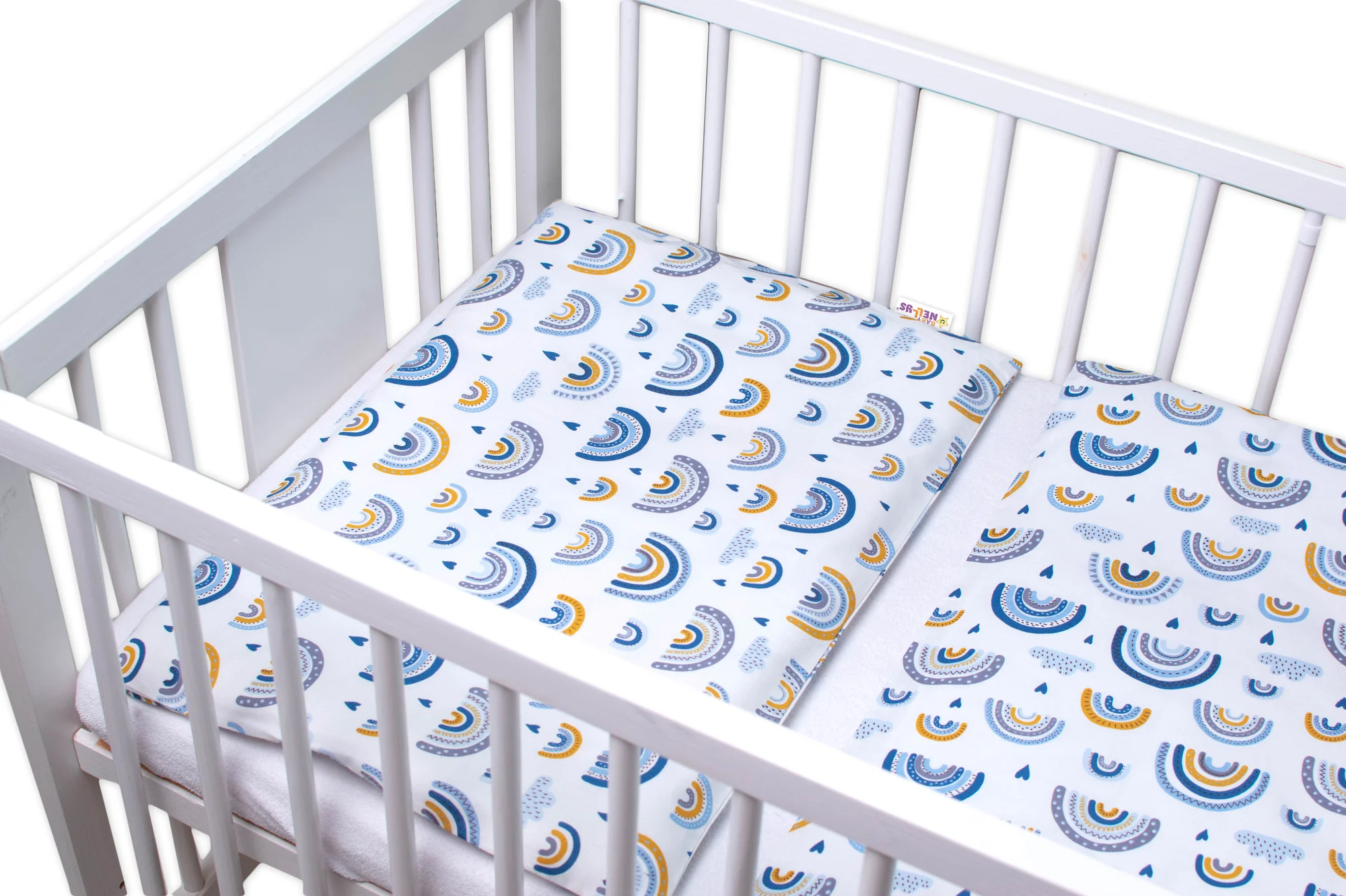 Baby Nellys Mantinel s povlečením 3D - Duha, modrá, 120x90 cm