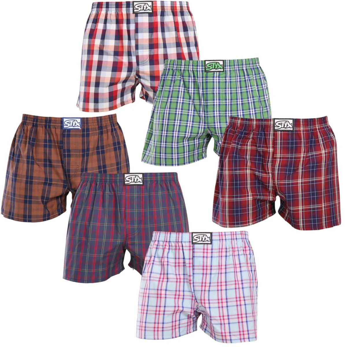 Styx 6PACK pánské trenky klasická guma vícebarevné (6A20246836) M 
