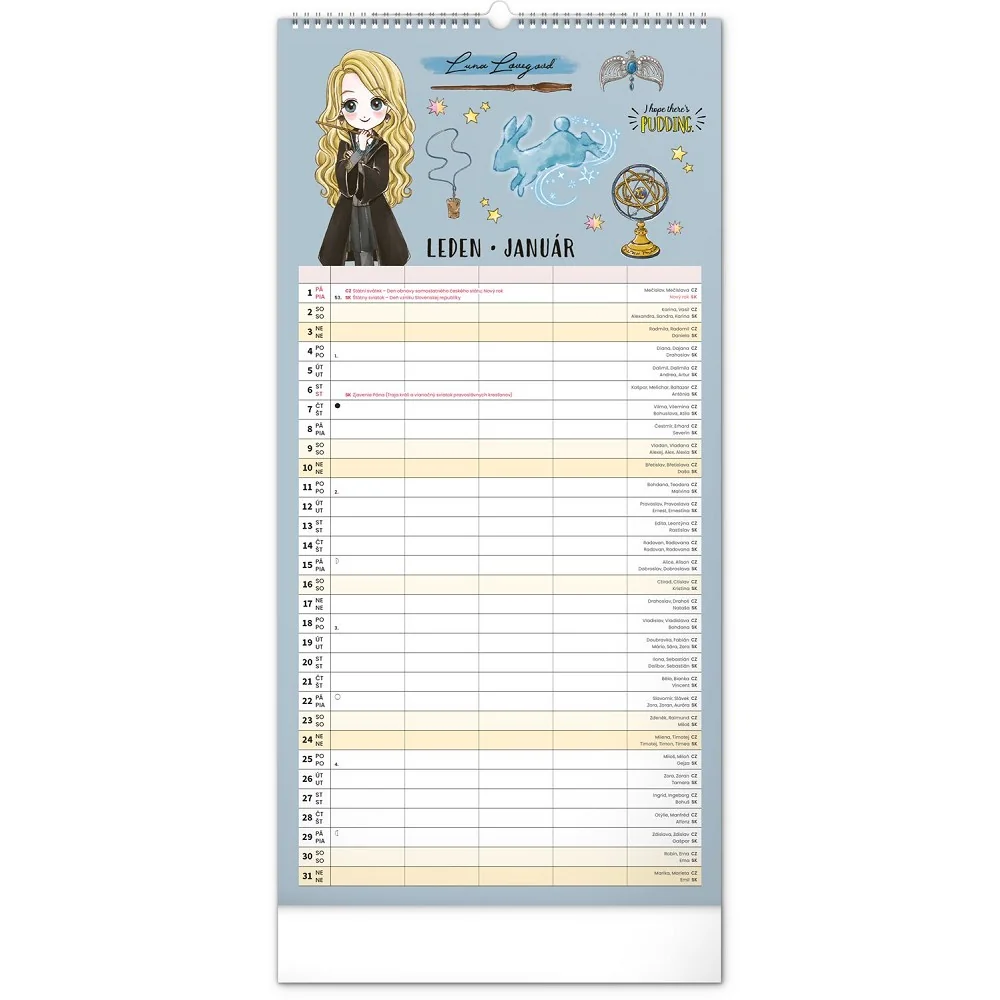 NOTIQUE Rodinný plánovací nástěnný kalendář Harry Potter 2027 21 × 42 cm