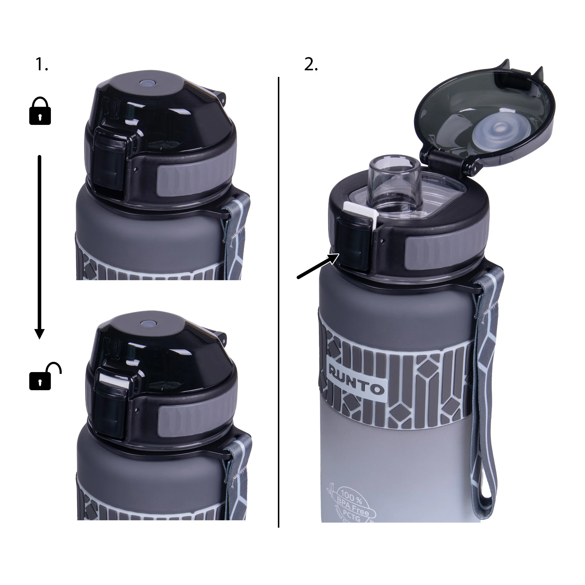 RUNTO Láhev BULLET 650ml Grey