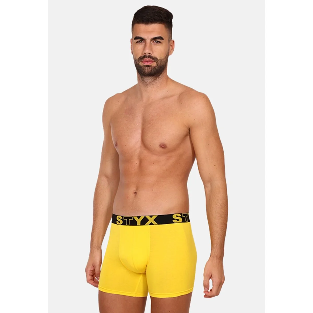 Styx Pánské boxerky long sportovní guma žluté (U1068) XXL