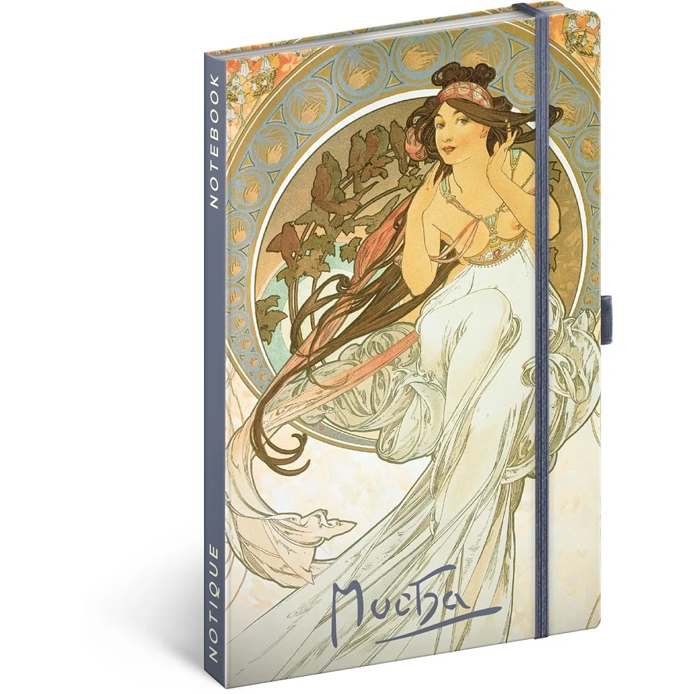 NOTIQUE Notes Alfons Mucha - Hudba, linkovaný 13 × 21 cm