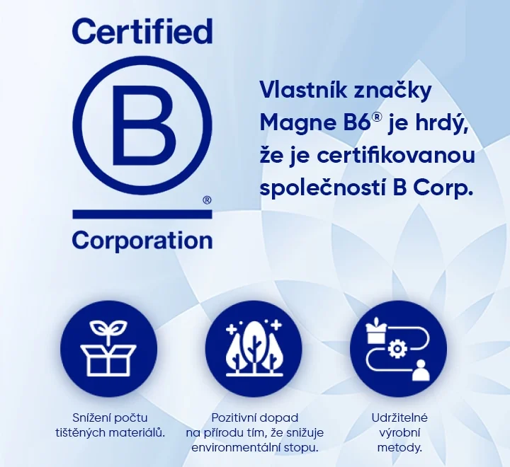 Certified Corporation. Vlastník značky Magne b6 je hrdý, že je certifikovanou společností B Corp. 