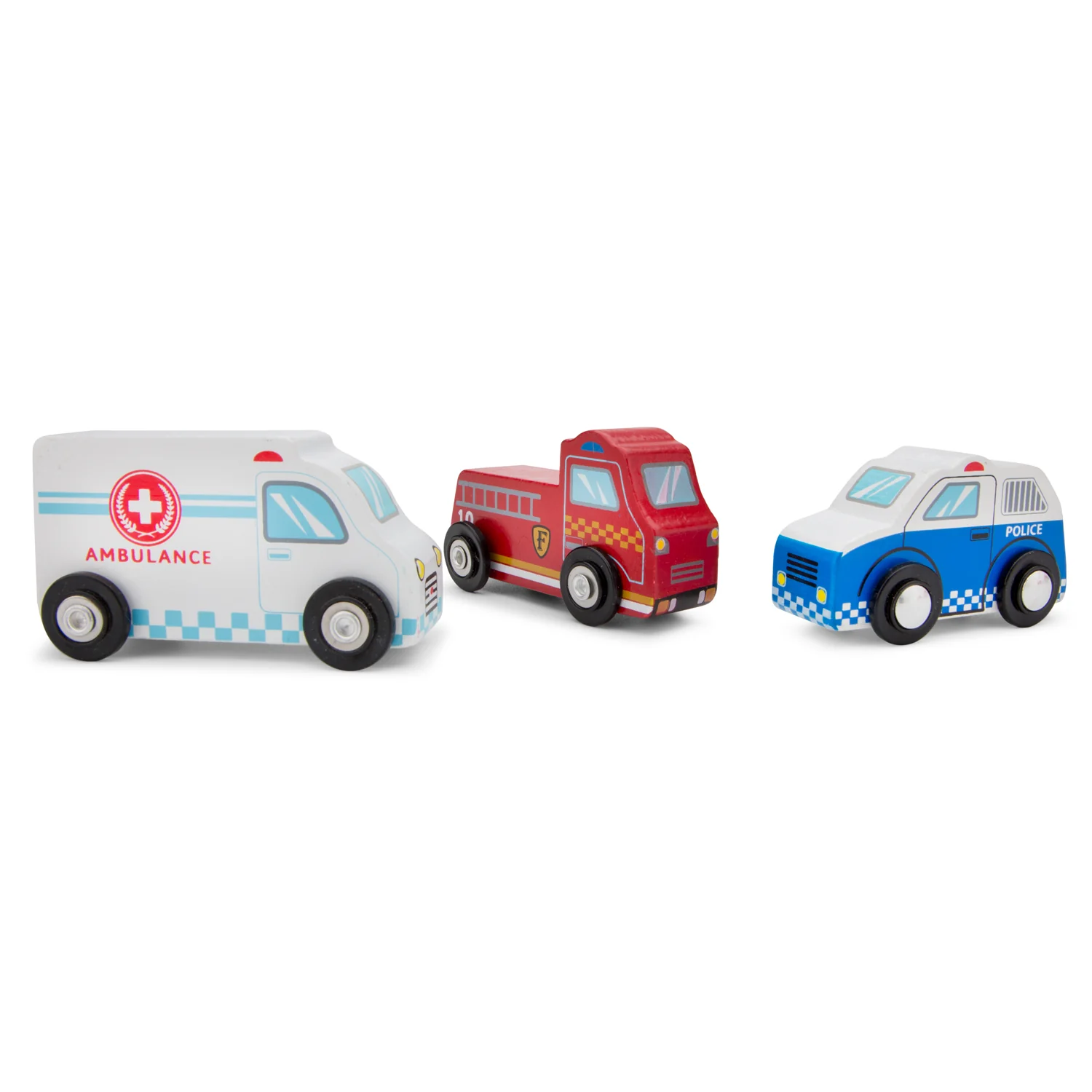 New Classic Toys Sada dřevěných mini záchranářských vozidel - 3 ks