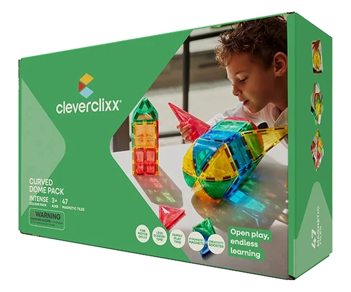 Cleverclixx Magnetická stavebnice Curved Dome Pack Intense - 47 ks